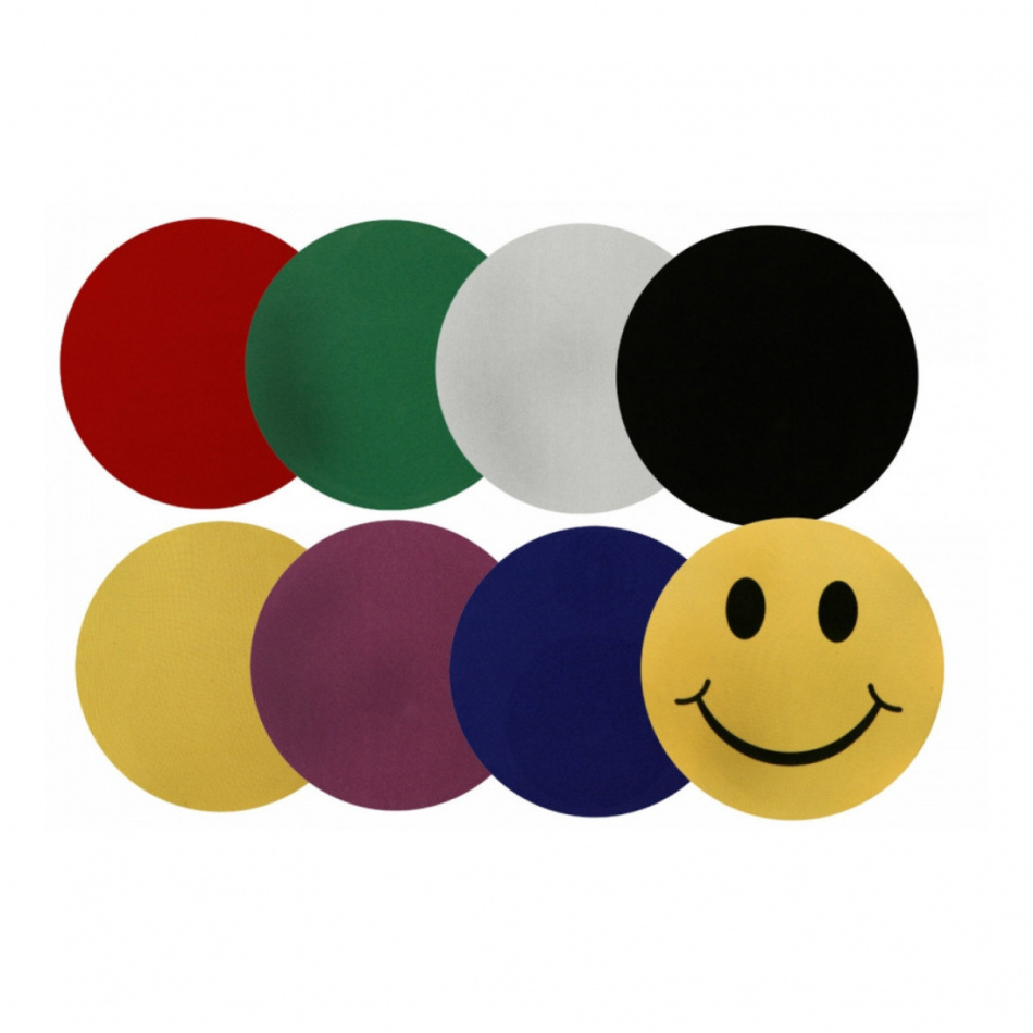 Flera färgglada cirklar och en smiley med olika nyanser.