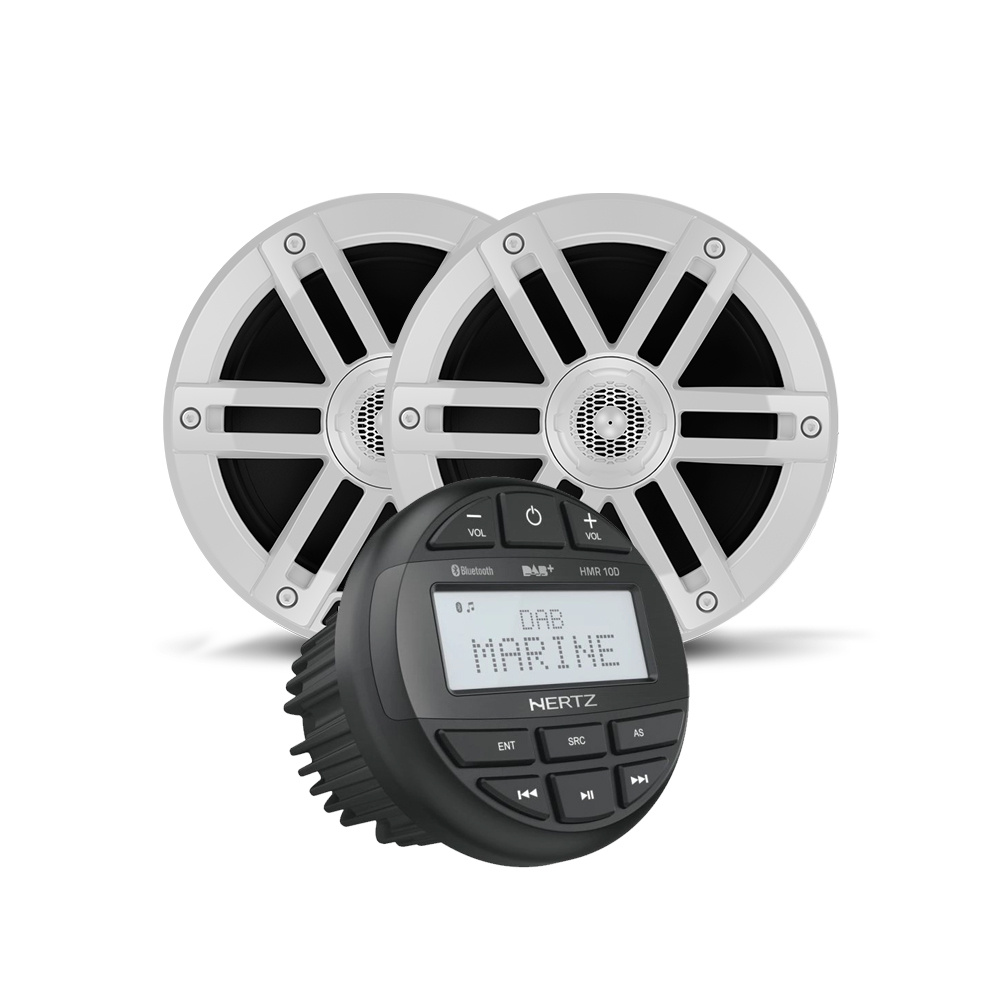 Hertz HMR 10 D & Rockford Fosgate M0 6.5 tums högtalare, marinpaket