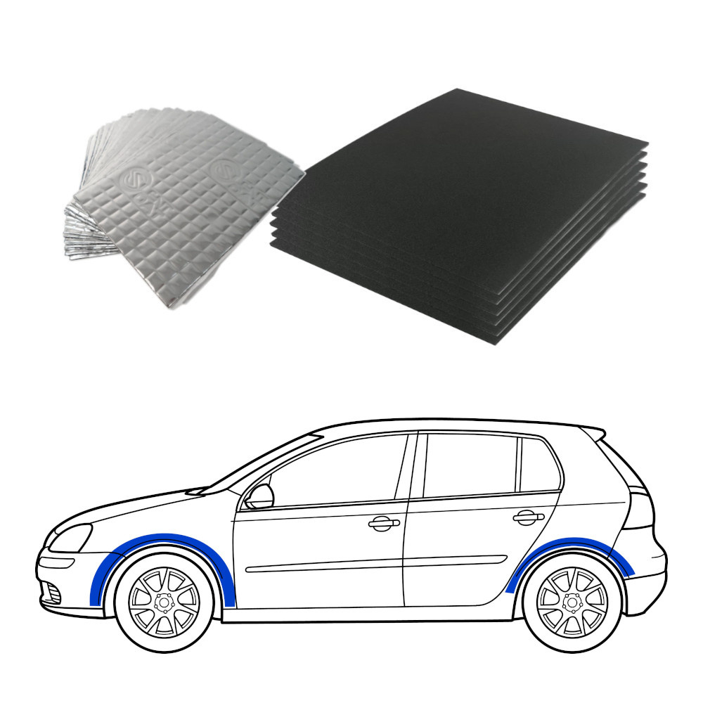 Ljudisoleringsmaterial för halvkombi, fokus på hjulhus.