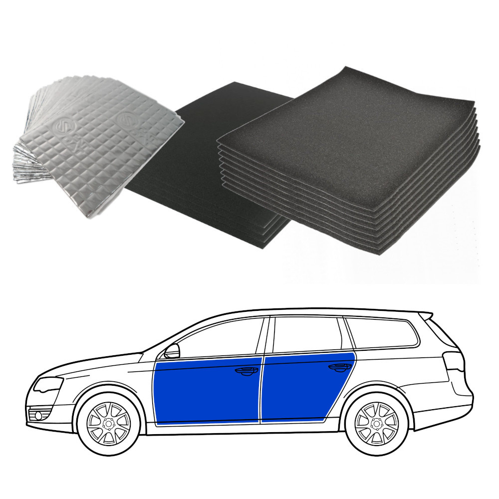 Ljudisoleringsmaterial för fram- och bakdörrar på kombi.