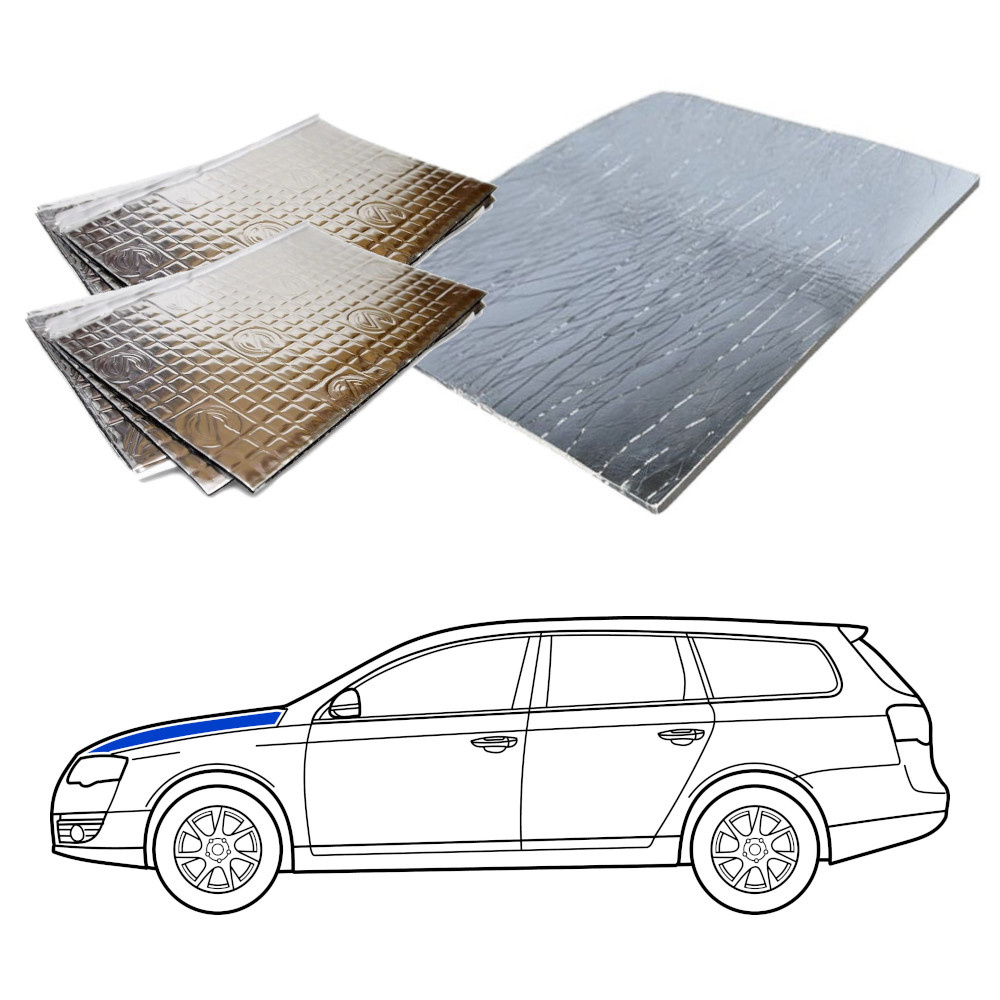 Ljudisolerande material för motorhuv på kombi.