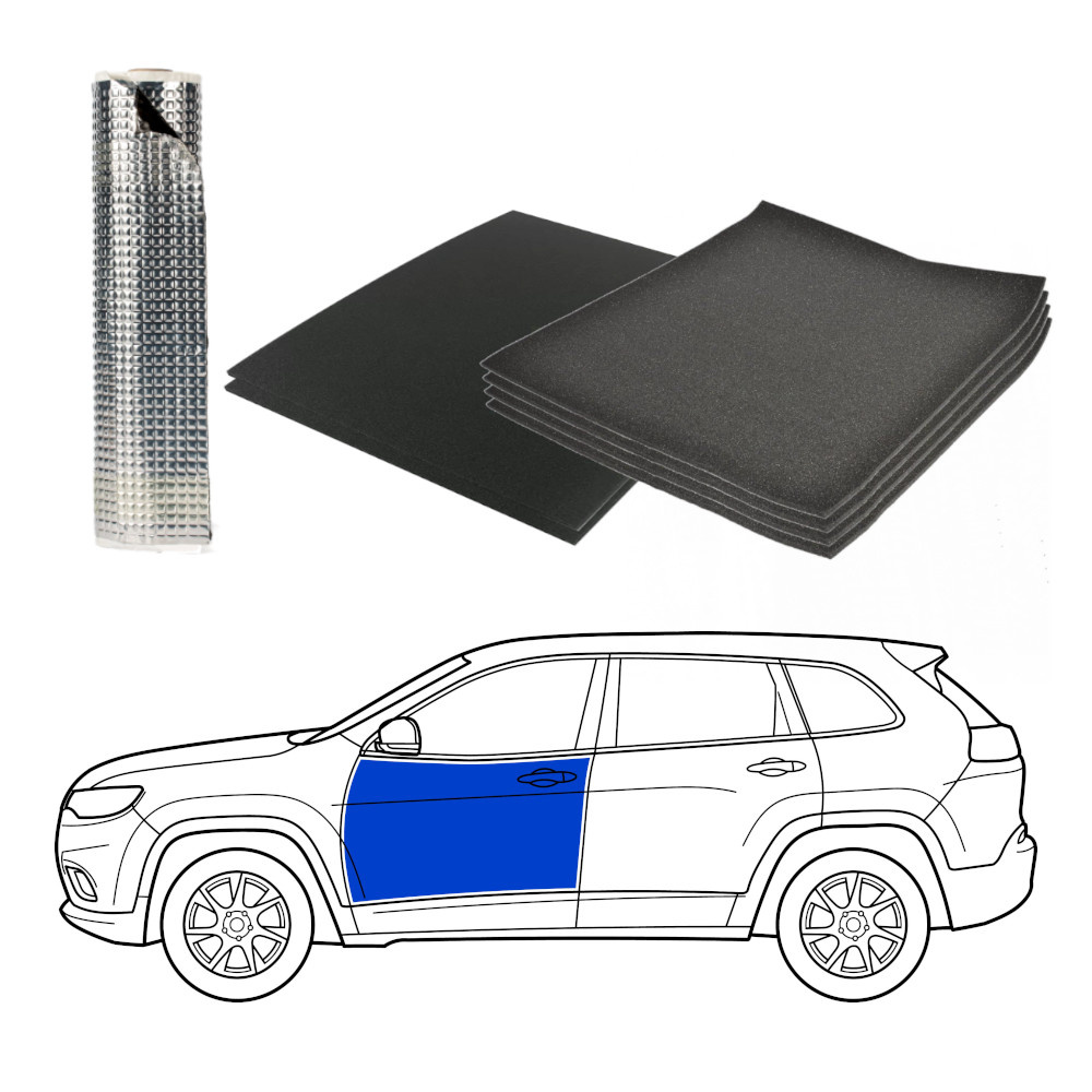 Ljudisoleringsmaterial för SUV, framdörrar med dörrsidor.