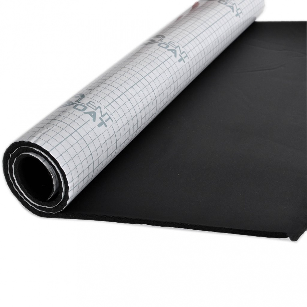 Ljudisoleringsmaterial för SUV-framdörrar, rulle med svart och silverytor.