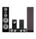 Dynavoice Challenger M-105 EX v4 högtalarpaket 5.0, svart Ett högtalarpaket med flera svarta högtalare för surroundljud.