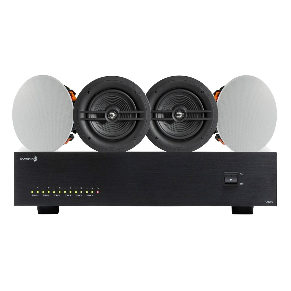 Dayton Audio MA1280 med 2 par JBL Stage 280C, multiroompaket