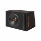 GAS MAD B2-112V & MAD A1-500.1D, baspaket En svart högtalarkapsel med GAS-logotyp och kraftfull subwoofer.