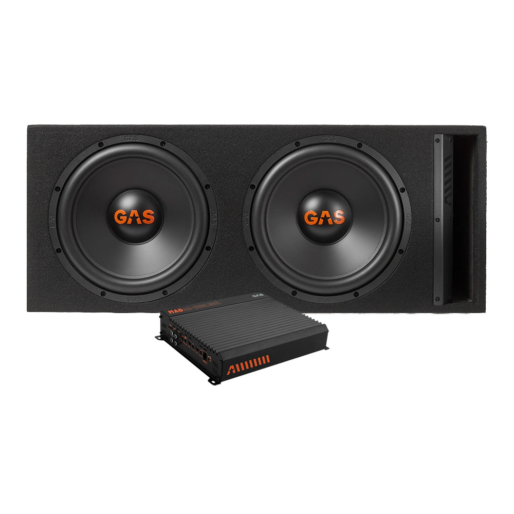 En subwoofer med två element och en förstärkare.