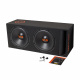GAS MAD B2-212V & MAD A2-1200.1DFL, baspaket Subwoofer med dubbla enheter i en svart låda och tillbehör.