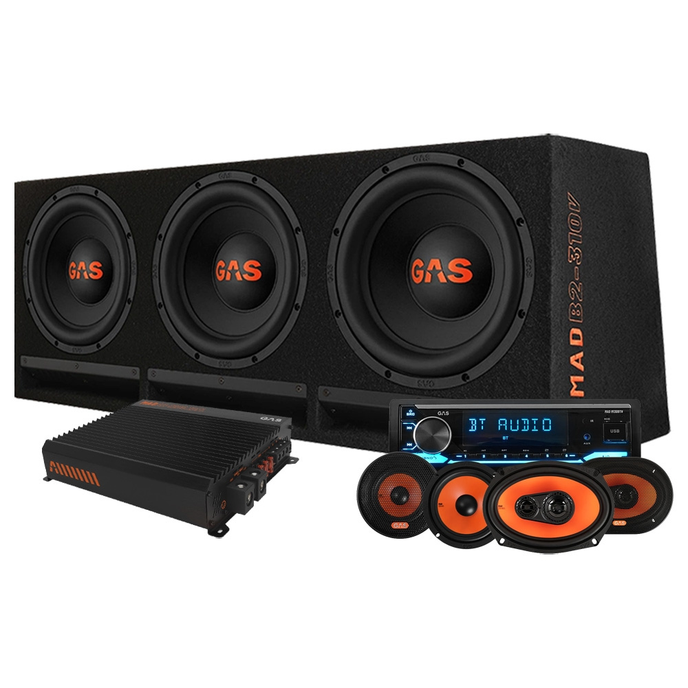 GAS MAD B2-310V helhetspaket med bilstereo och högtalare