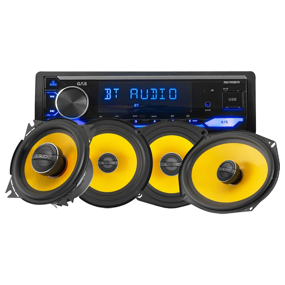 GAS MAD M130-BTN med JL Audio C1-koaxialhögtalare, bilstereopaket