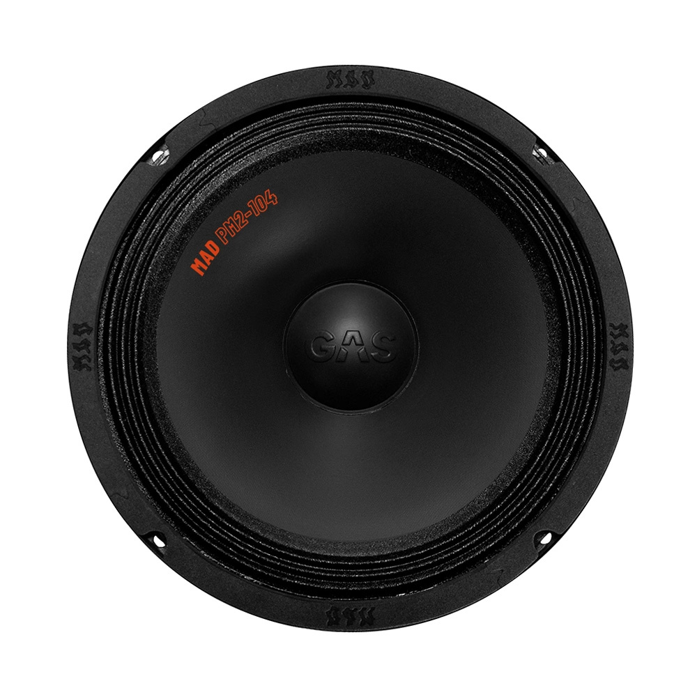 Svart högtalare med märkning, del av GAS MAD PM2-104 SPL-paket.