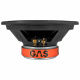 4-pack GAS MAD PM2-84 med PT1-254 SPL-paket med steg, medium En högtalare med svart struktur och en orange GAS-logotyp.
