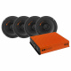 4-pack GAS MAD PX2-64 & MAD A1-70.2 SPL-paket, medium Ett 4-pack med högtalare och förstärkare i orange och svart.