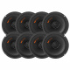 8-pack GAS MAD PX2-64, grym 6.5 tums koaxialhögtalare Åtta 6.5 tums koaxialhögtalare i en packning, svart design.