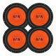 4-pack GAS MAD S1-124, 12\ Fyra 12-tums baselement med orange och svart design.
