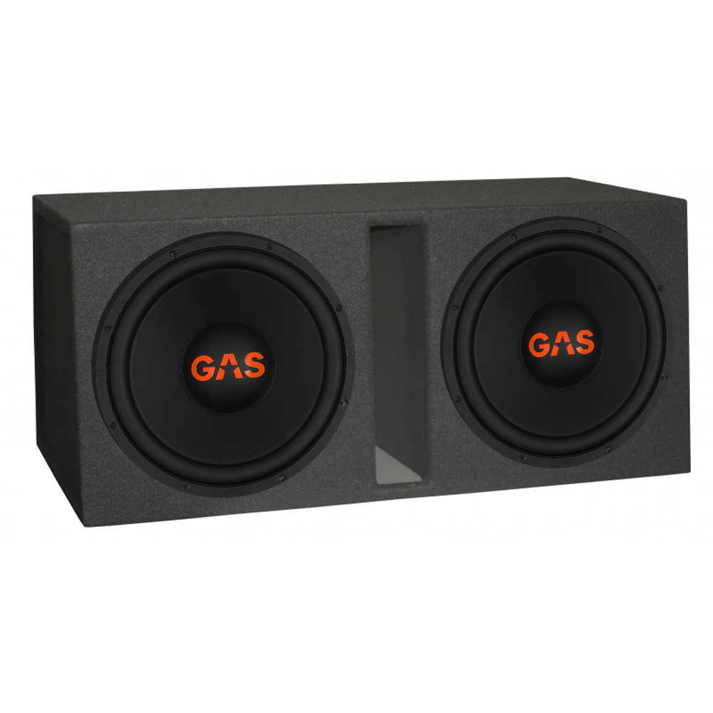 Högtalarlåda med två 15-tums subwoofers från GAS.