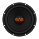 4-pack GAS MAD S2-8D2 & MAX A2-1500.1D, baspaket Subwoofer med svart yta och orange GAS-logotyp.