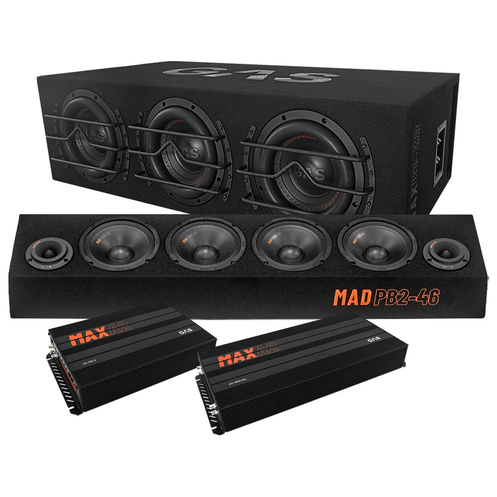 Högtalare och slutsteg för ljudsystem i bil.