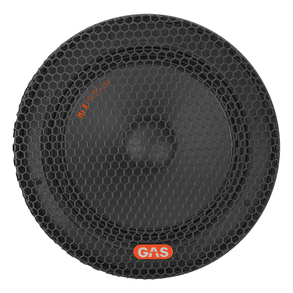 En svart 8-tums bas/midbas högtalare med nätmönster.