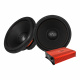 GAS MAX S1-18D1 & SPL ELITE 5100.1DF, baspaket Två subwoofers och en bilförstärkare i röd och svart design.