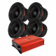4-pack GAS MAX S1-8D1 & Bass Habit SPL ELITE 5100.1DF, baspaket Fyra basar och en förstärkare för ljudsystem.