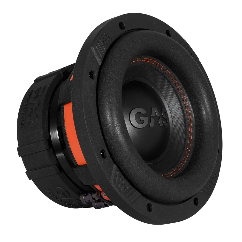 Subwoofer för Tesla Model S, med svart och orange design.