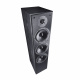 Wiim Amp & svarta Magnat MS70, 2.0 stereopaket Högtalare med tre bashögtalare och en diskant, svärtad träfinish.