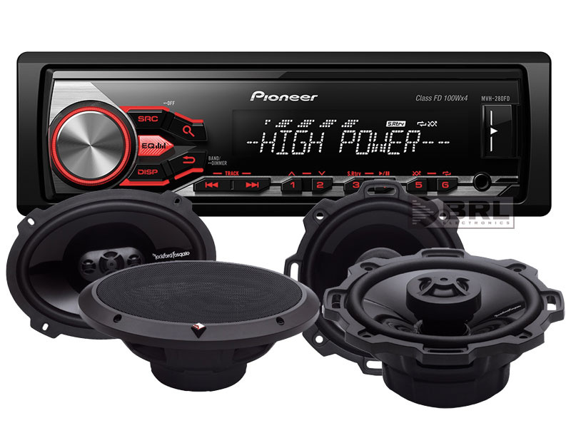 Pioneer MVH-280FD bilstereo med Rockford Fosgate Punch-högtalare.