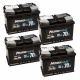 Batteripaket, 4 st Nordmax AGM-batteri, 70Ah / 12V Fyra Nordmax AGM-batterier, 70Ah och 12V, staplade i en fyrkant.