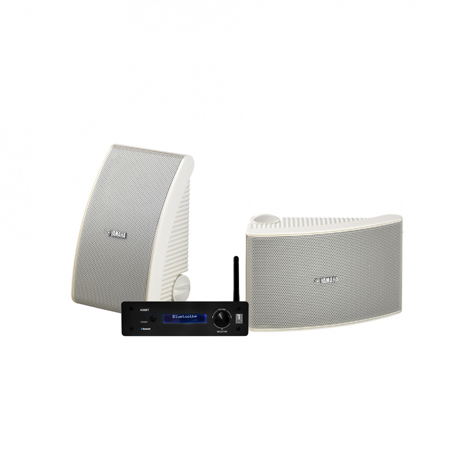 System One A50BT & Yamaha NS-AW392 utomhushögtalare, vit