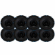 8-pack Hammer Tech Omni Class OCF200, 8 tums mellanregister Åtta svarta mellanregisterhögtalare i rad.