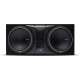 Rockford Fosgate P1-2x12 & Bass Habit Rebel RA1200W, baspaket Två subwoofers i en låda för bilstereo med svart finish.