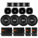 DS18 Pancadão-paket med steg, X-Large Högtalarpaket med subwoofers, diskanter och förstärkare för ljudsystem.