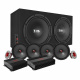 Bass Habit PL212 med SR165M, SPL helhetspaket med steg Högtalarpaket med två subwoofers, flera högtalare och förstärkare.