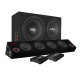 Bass Habit Play PL212 & SPL84 raggarpaket med steg Två subwoofers och en ljudanläggning för bil med förstärkare.