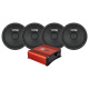 4-pack DS18 PRO-GM6.4 & Bass Habit SPL ELITE 225.4DF Högtalare och förstärkare i ett 4-pack, designat för ljudsystem.