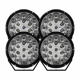 4-pack NIZLED R106DL, 7 tum / 18 cm extraljus, 106W Fyra runda extraljus med svart ram och flera LED-lampor.
