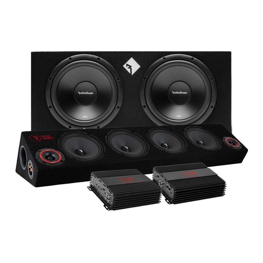 Rockford Fosgate R2-2X12 raggarpaket med Bass Habit SPL64