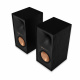 Dynavoice CA802BT & Klipsch R-50M stereopaket, svart Svart högtalarpaket med träfinish och gyllene element.
