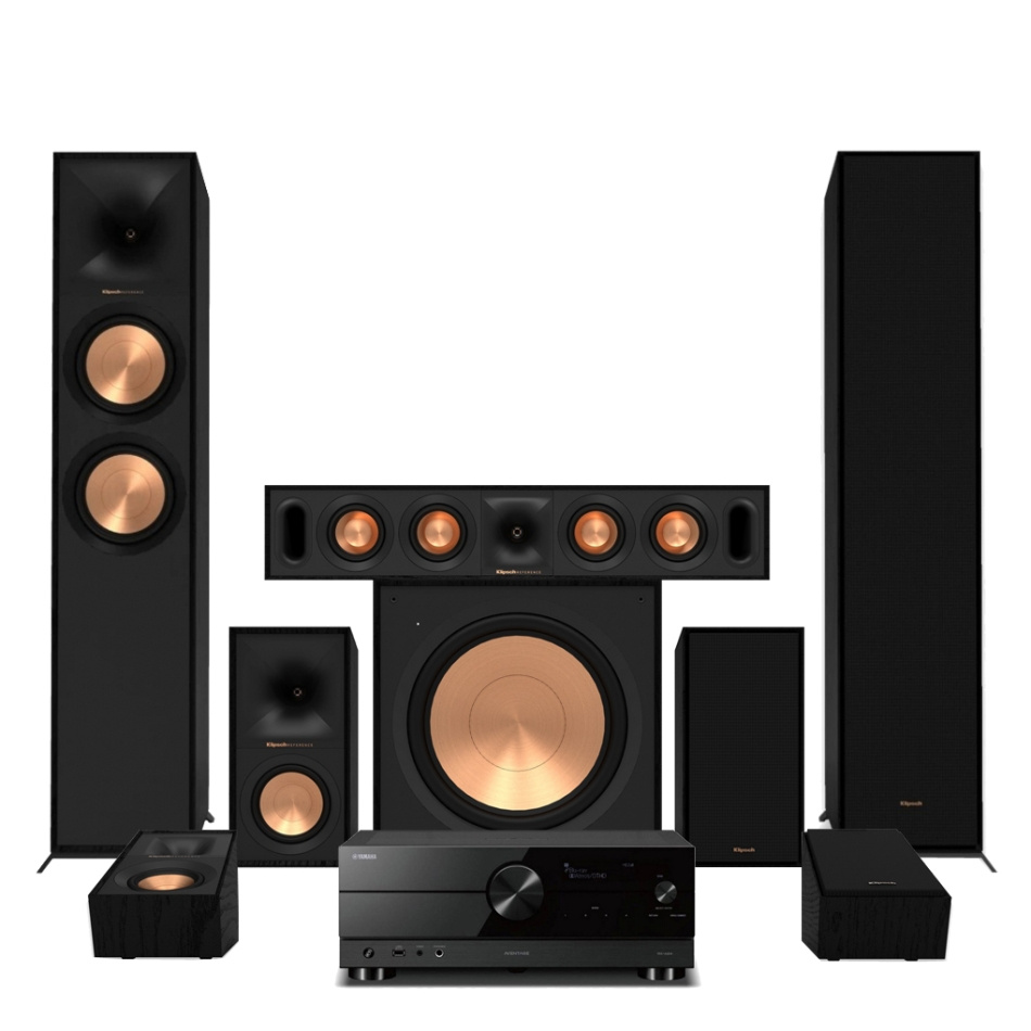 Yamaha RX-A2A med Klipsch Reference-högtalare, 5.1.2 Atmos-hemmabiopaket