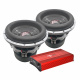 2-pack B² Audio RAGE XL 15D1 V2 med Bass Habit SE8000.1D1, baspaket Två subwoofers och en förstärkare för ljudsystem.