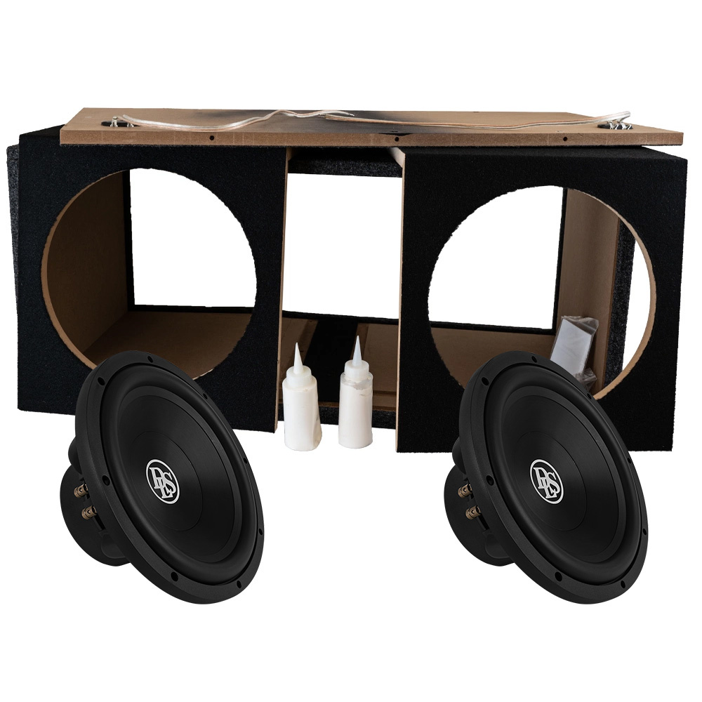 Baslåda, två högtalarelement, lim och byggsatsdelar.