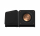 2-pack Klipsch RP-1000SW aktiv subwoofer Två svarta subwoofers med kopparfärgade element.