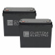 2-pack CustomElectro RSS 12-40, kraftfullt 40Ah Sodium-Ion batteri Två svarta batterier med logotypen Custom Electro.