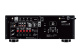 Yamaha RX-V4A & Dynavoice Magic F-7 EX 5.0 hemmabiopaket, svart Baksidan av en förstärkare med anslutningar för HDMI, ljud och nätverk.