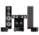 Yamaha RX-V6A & Dynavoice Challenger M-105 EX v.4 Facet 5.1 hemmabiopaket, svart Hemmabiosystem med högtalare, subwoofer och receiver i svart.