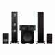 Magnat Signature 607 5.1 högtalarpaket, svart Ett svart högtalarpaket med fem högtalare och en subwoofer.