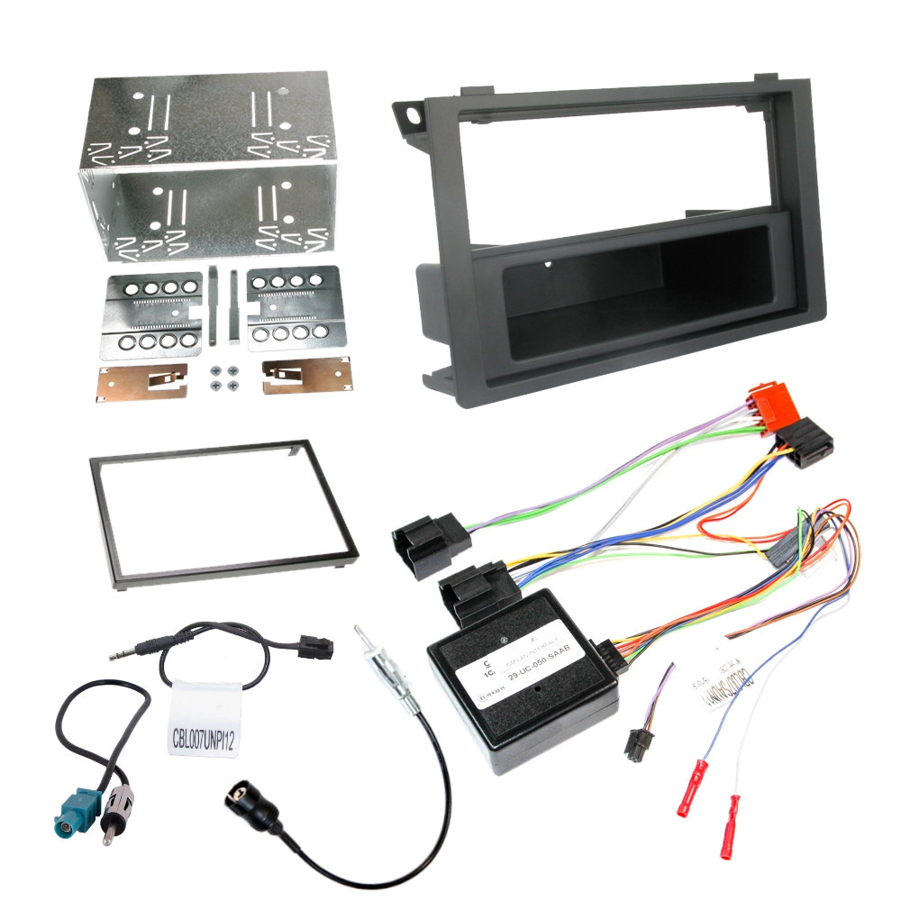 Installationskit för 1/2-DIN radio till Saab 9-3 NG 2007-2015.