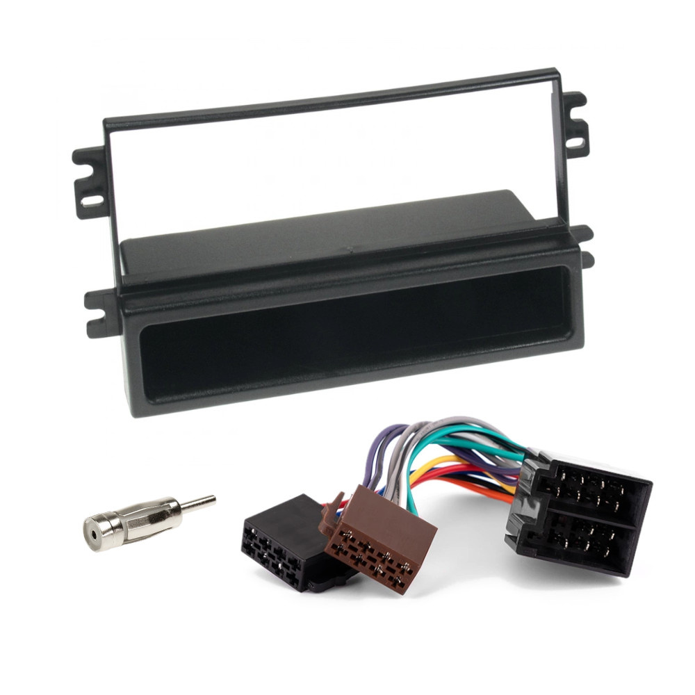 Installationskit för Saab 9-3 OG, 1-DIN med prylfack och kablar.