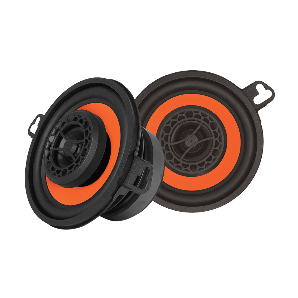 Högtalare med svart och orange design för Saab 9-5 OG, 1997-2010.